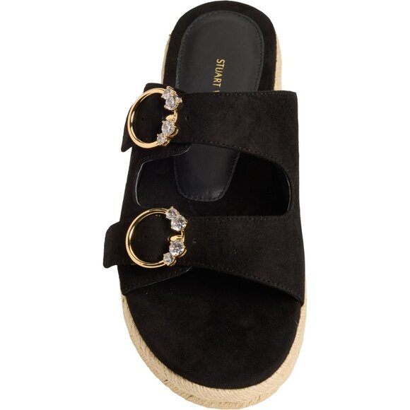 Stuart Weitzman Crystal Espadrille Flat Sandals - Suede (For Women) - Picture 3 of 5